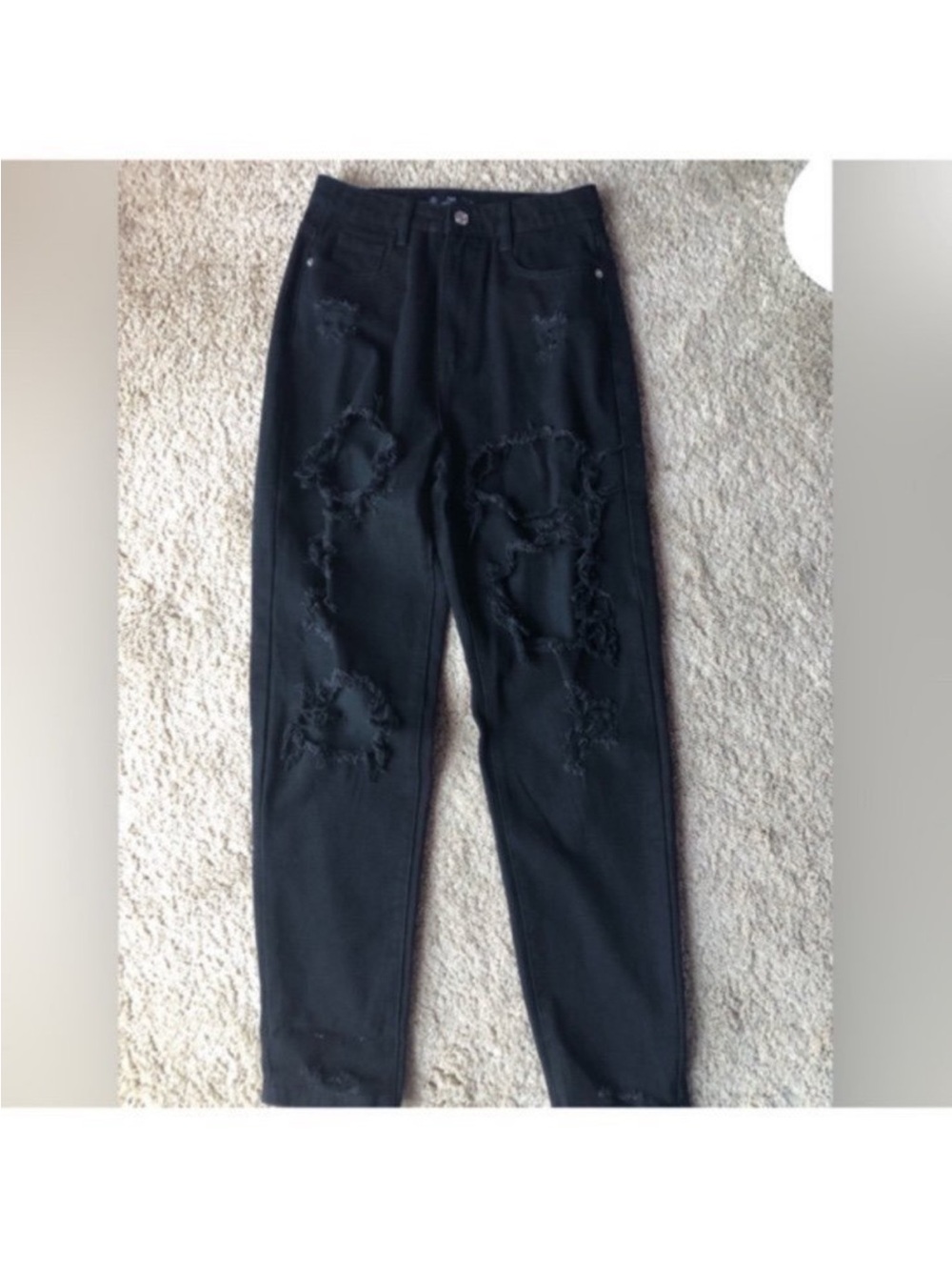 Black Distressed Mom Jeans